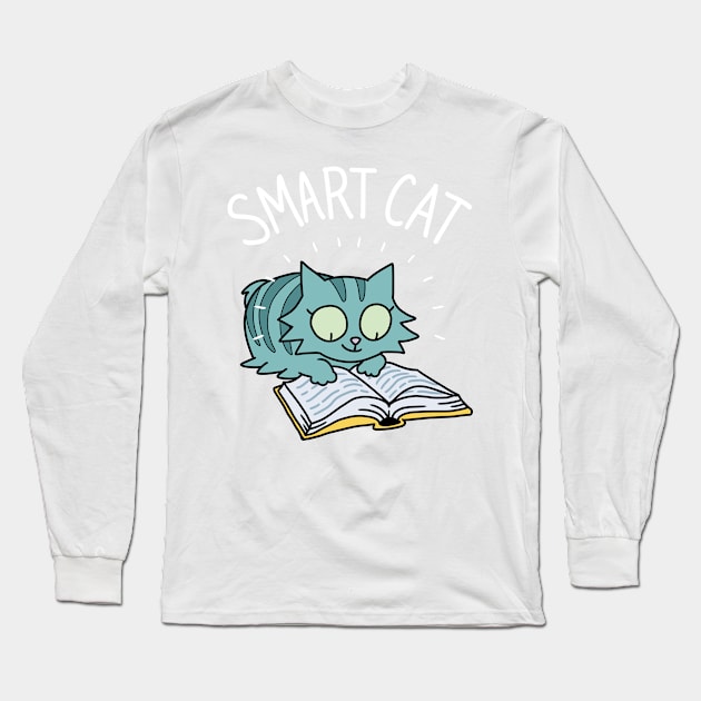 Smart Cat Long Sleeve T-Shirt by spacecoyote